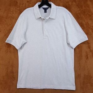 SCOTT BARBER Polo Shirt Mens Medium Oatmeal Short Sleeve Pique Cotton Silk